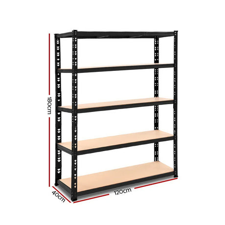 Giantz 1.8M Garage Shelving Warehouse Pallet Racking Storage Shelve Black - Flea Market