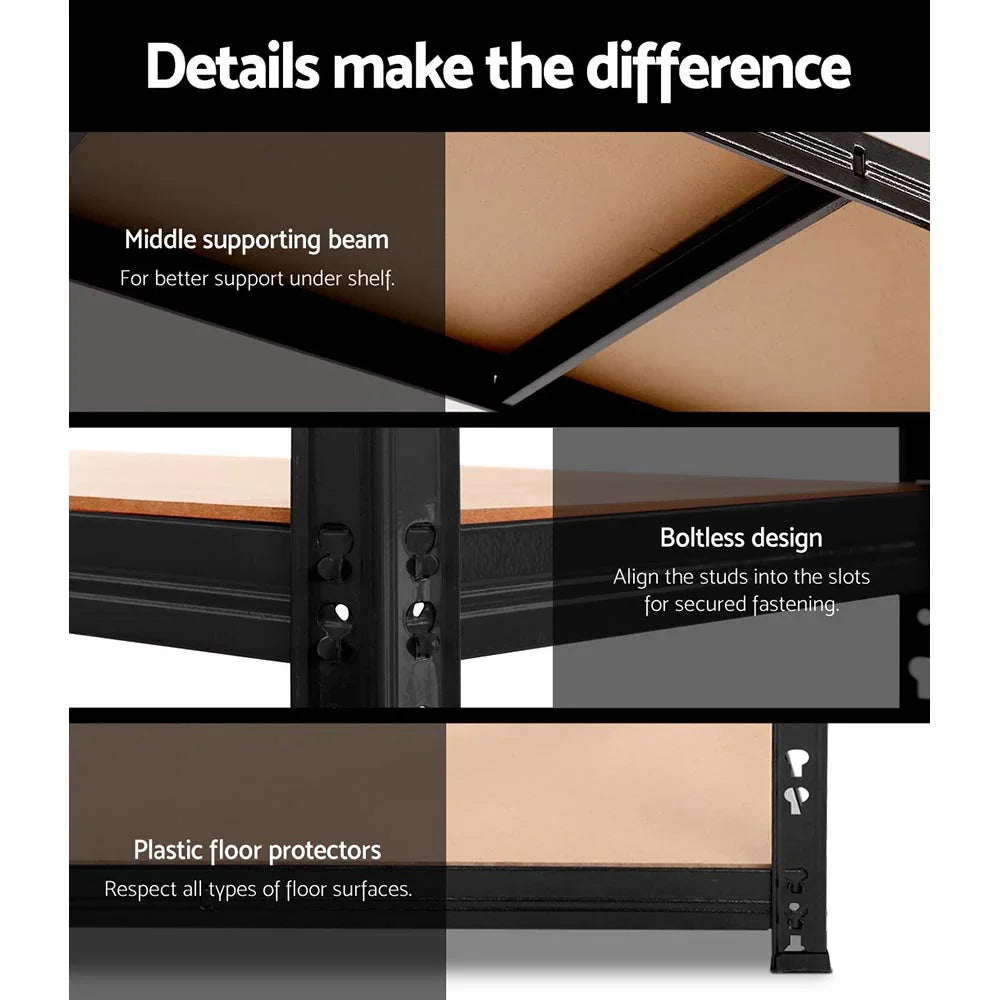 Giantz 1.8M Garage Shelving Warehouse Pallet Racking Storage Shelve Black - Flea Market