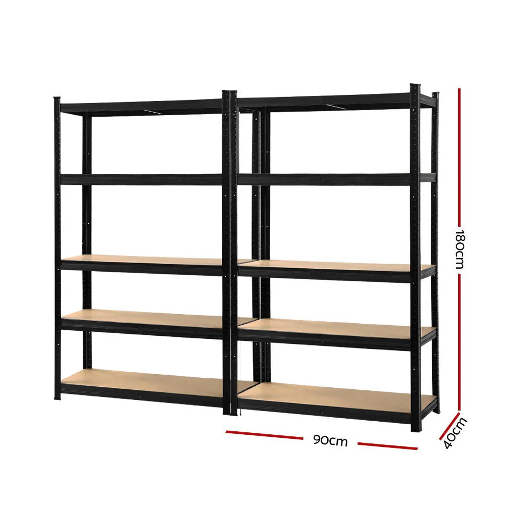 Giantz 2x1.8M Garage Shelving Warehouse Pallet Racking Storage Shelf Black - Flea Market