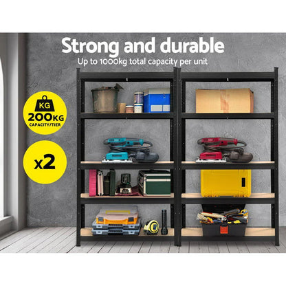 Giantz 2x1.8M Garage Shelving Warehouse Pallet Racking Storage Shelf Black - Flea Market