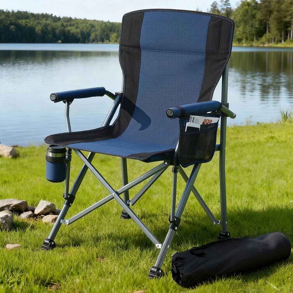Weisshorn Camping Chair Folding Outdoor Portable Lightweight Beach Picnic 120kg Navy Blue