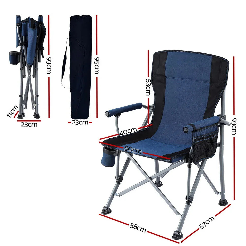 Weisshorn Camping Chair Folding Outdoor Portable Lightweight Beach Picnic 120kg Navy Blue
