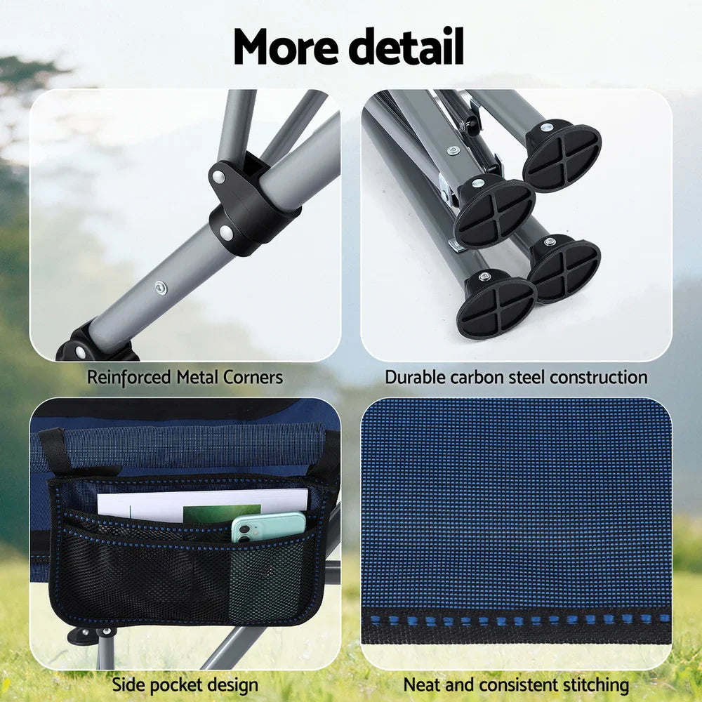 Weisshorn Camping Chair Folding Outdoor Portable Lightweight Beach Picnic 120kg Navy Blue