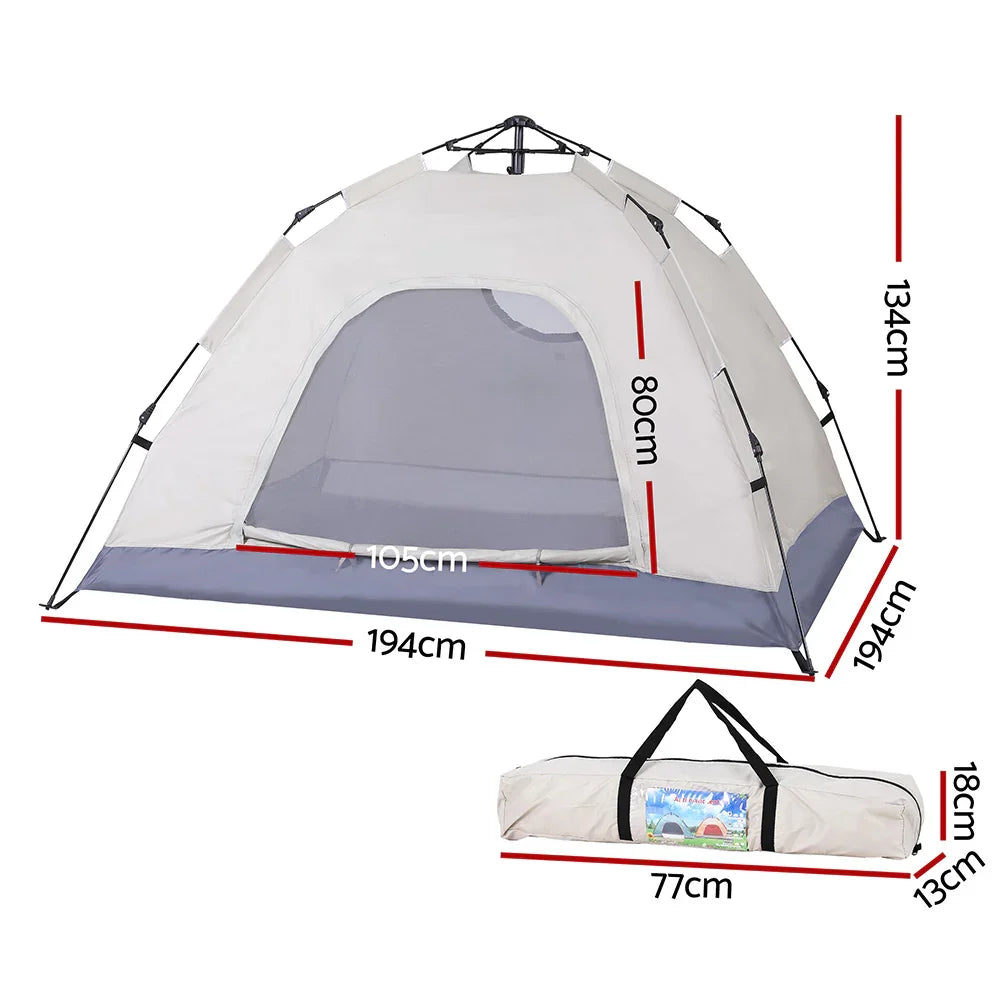 Weisshorn Camping Tent Instant Pop Up 2 Person Outdoor Hiking Beige