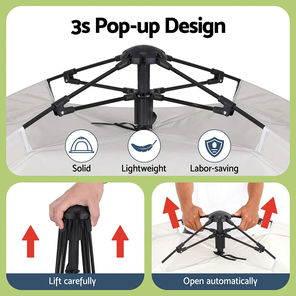 Weisshorn Camping Tent Instant Pop Up 2 Person Outdoor Hiking Beige