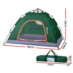 Weisshorn Camping Tent Instant Pop Up 2 Person Outdoor Hiking Green