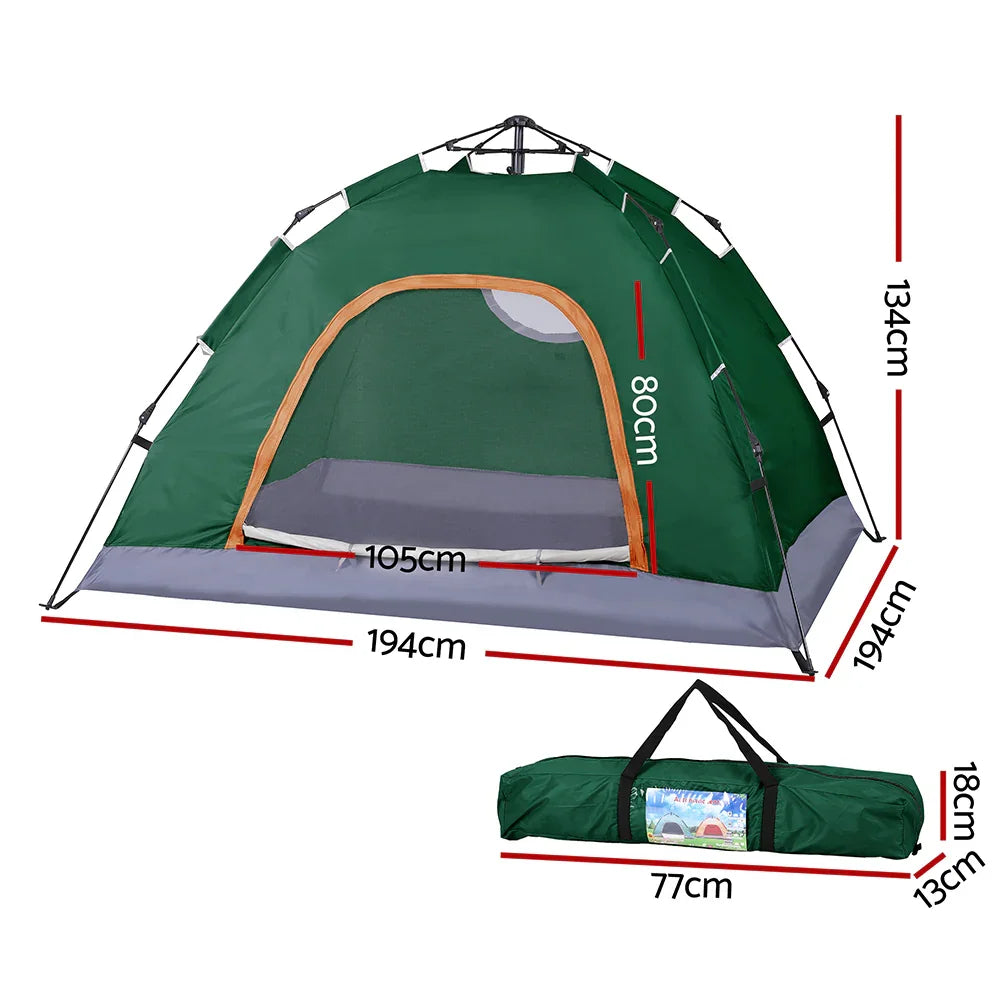 Weisshorn Camping Tent Instant Pop Up 2 Person Outdoor Hiking Green
