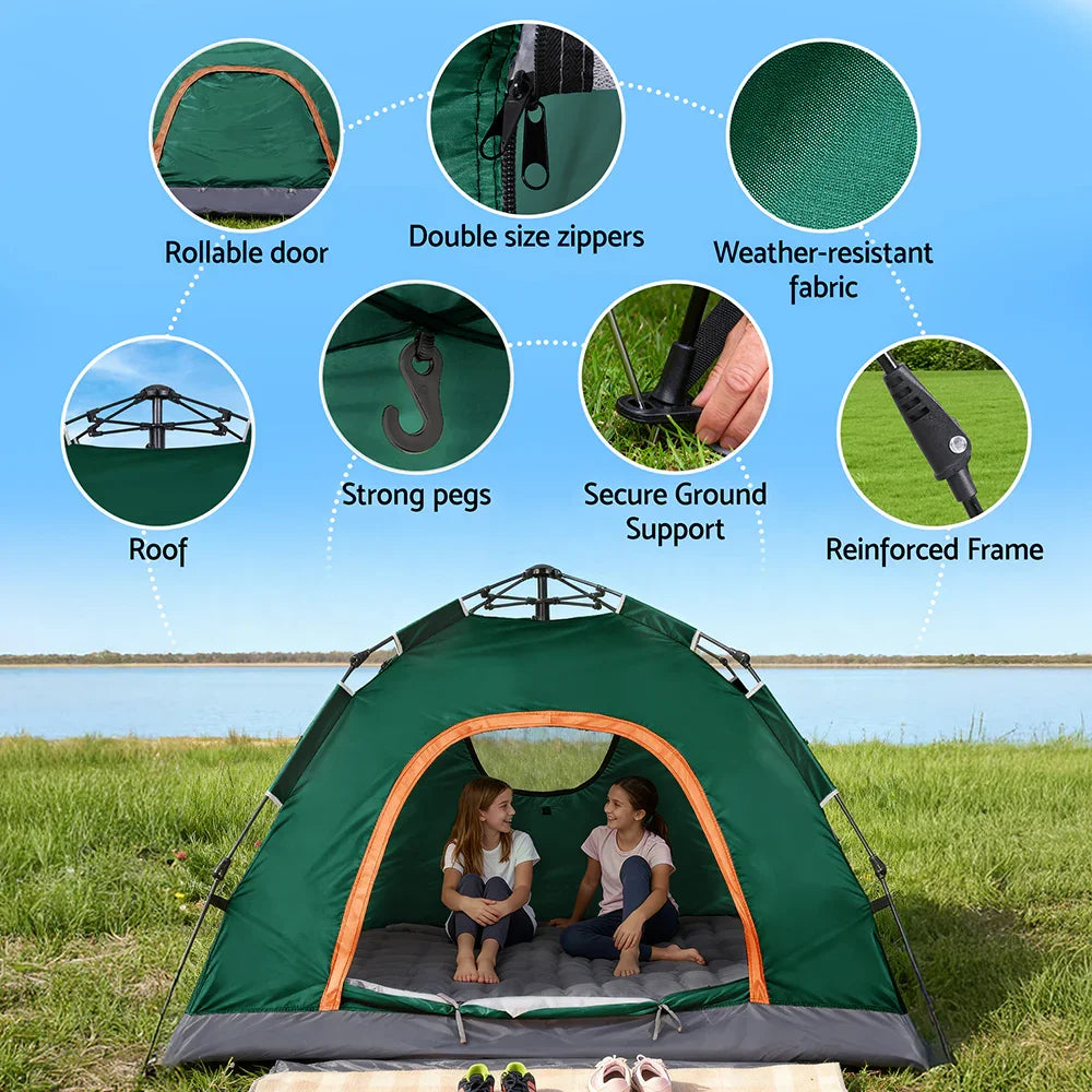 Weisshorn Camping Tent Instant Pop Up 2 Person Outdoor Hiking Green