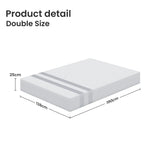 White double-size mattress with grey stripes, dimensions 138x190x25 cm, product detail