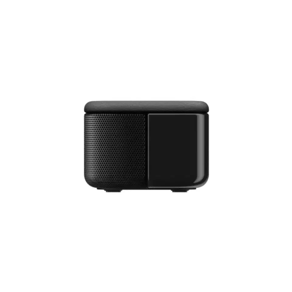 Black portable wireless speaker on white background, bargain electronics at Flea Market AU