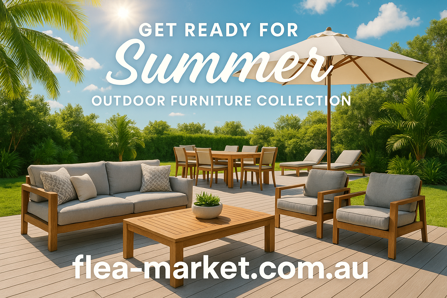 Outdoor furniture summer advertisement with flea-market.com.au